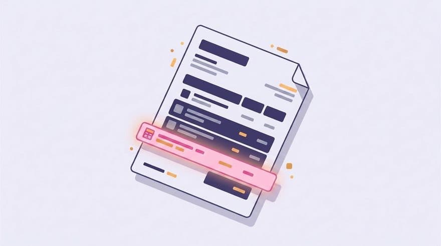 AI-generated editorial illustration: an invoice with its tax line separated and highlighted